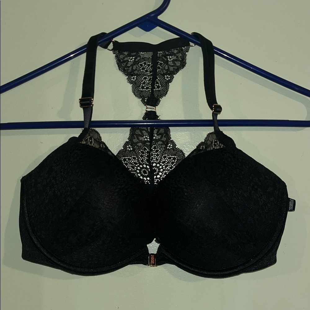 Victoria's Secret Black Lace Bra with Halter Detail